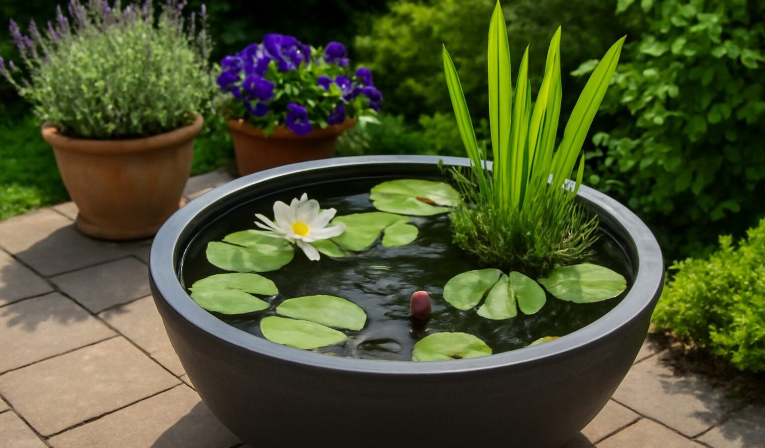 container pond patio