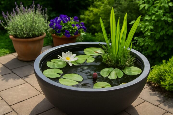 container pond patio