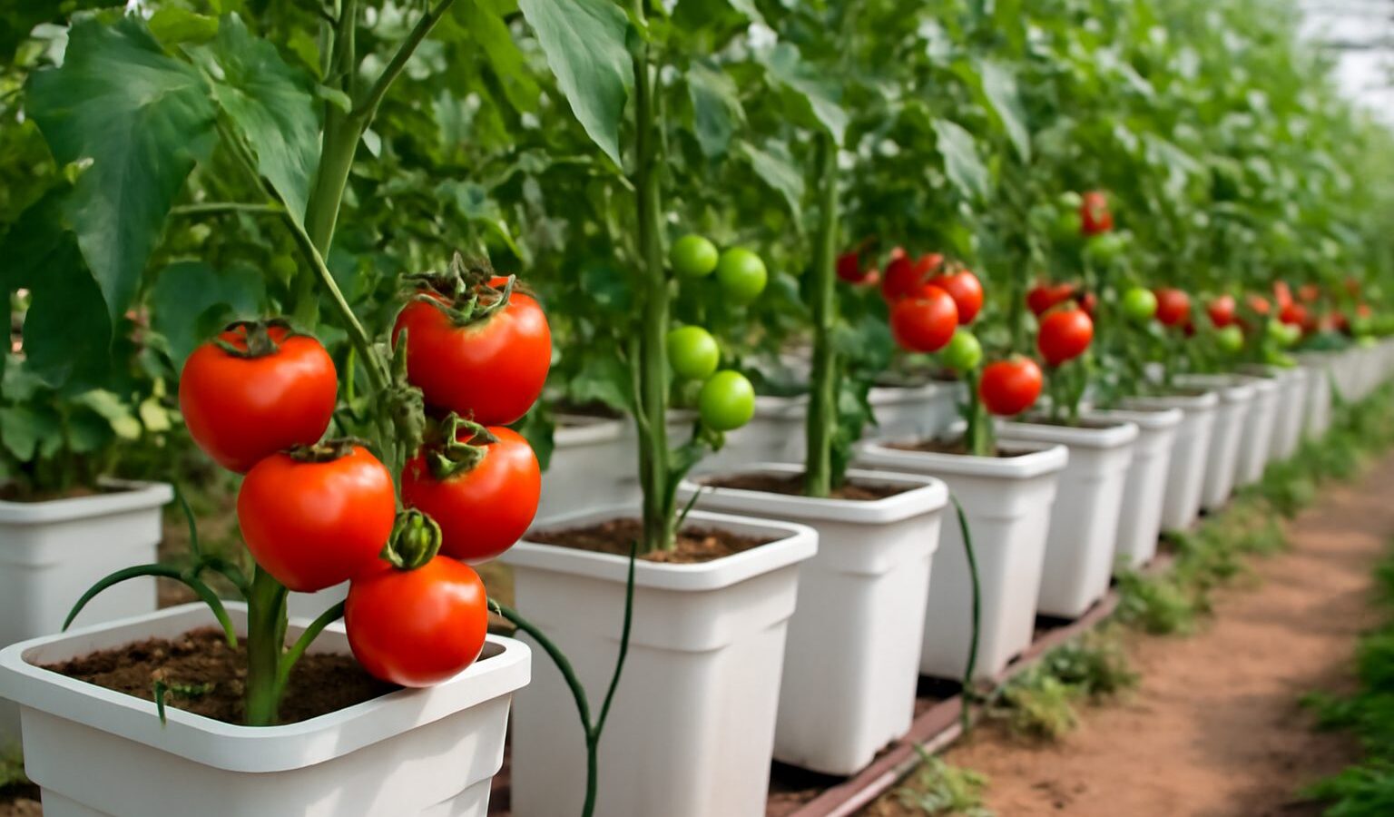 dutch bucket hydroponic tomatoes