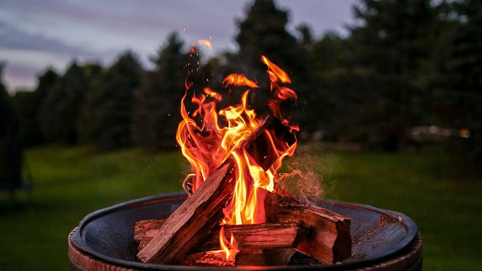 fire on brown fire pit