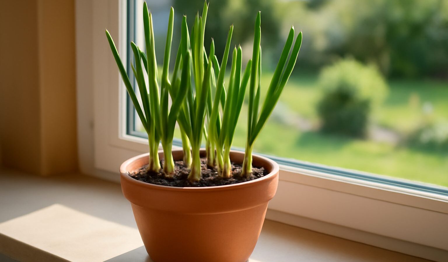 garlic greens indoor pot