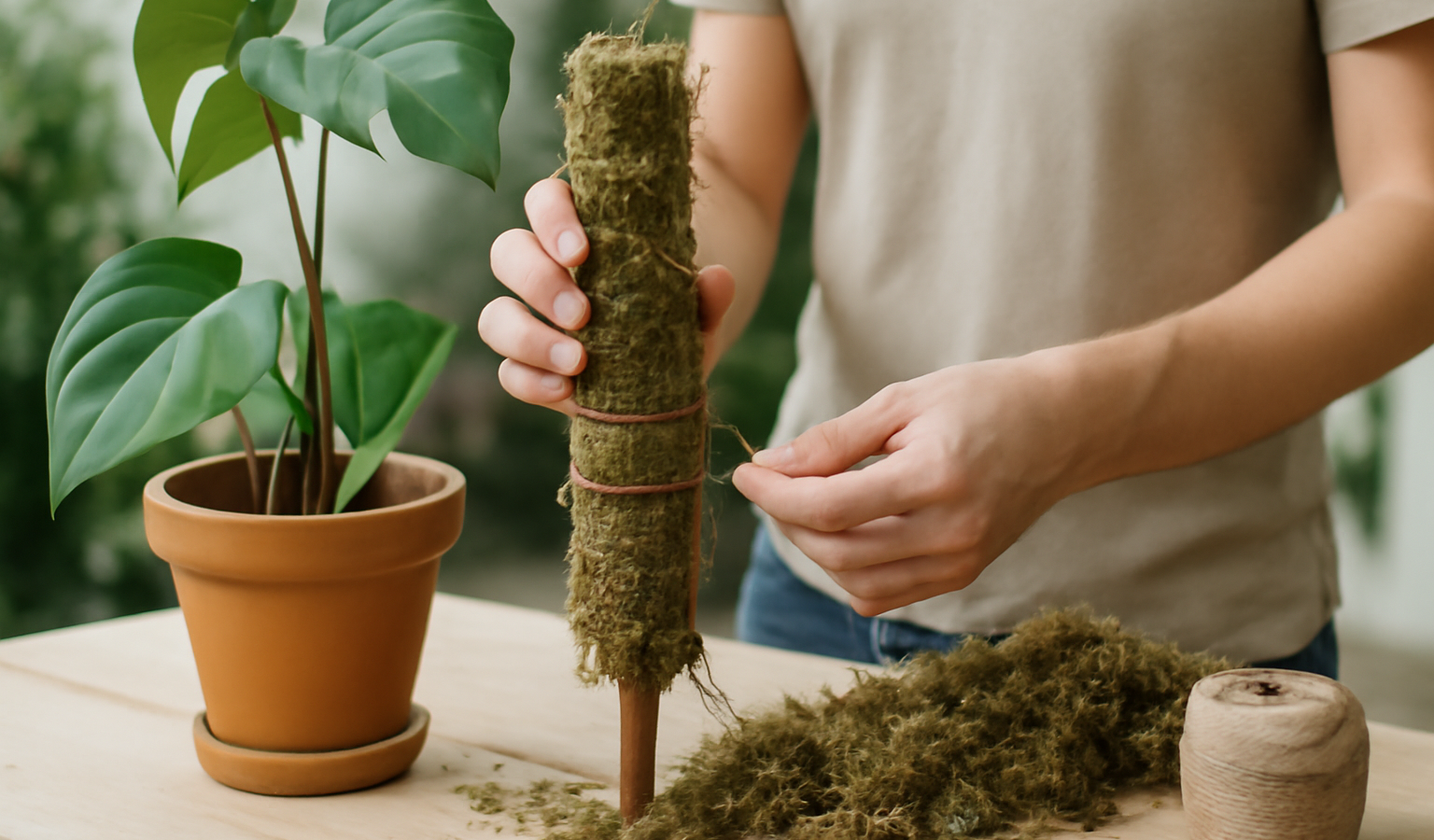 Make a Moss Pole for Climbing Plants