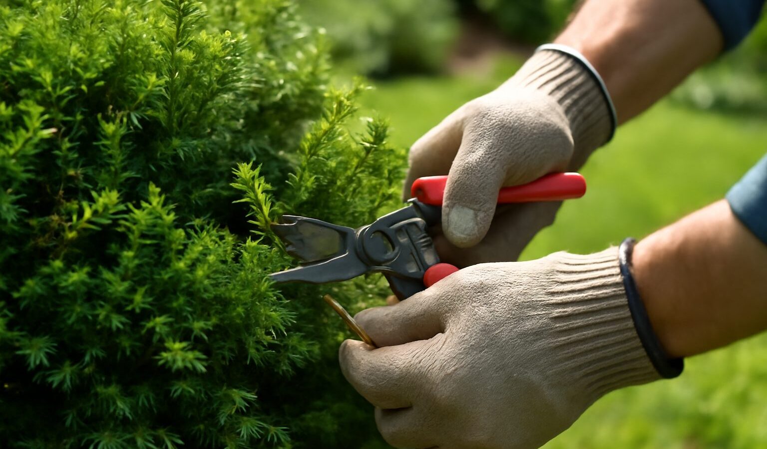 pruning evergreen shrub