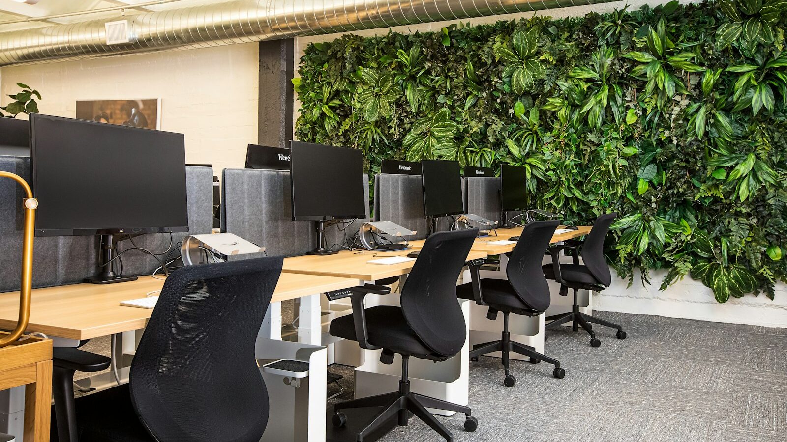 black office rolling chairs and table