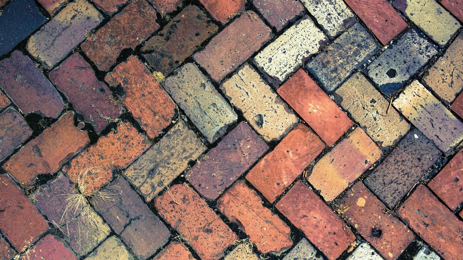 brown and gray brick pavement