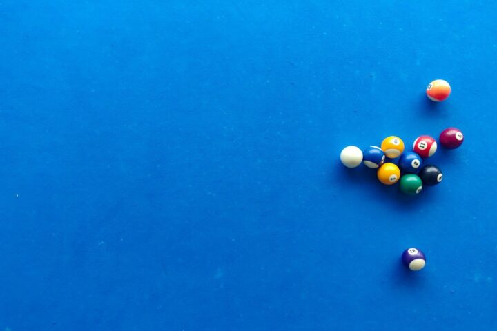 a pool table with balls on it